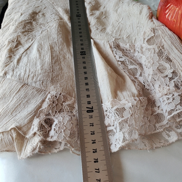 Krazy Kat Cream Tan Smocked A-line Midi Skirt - Picture 7 of 7